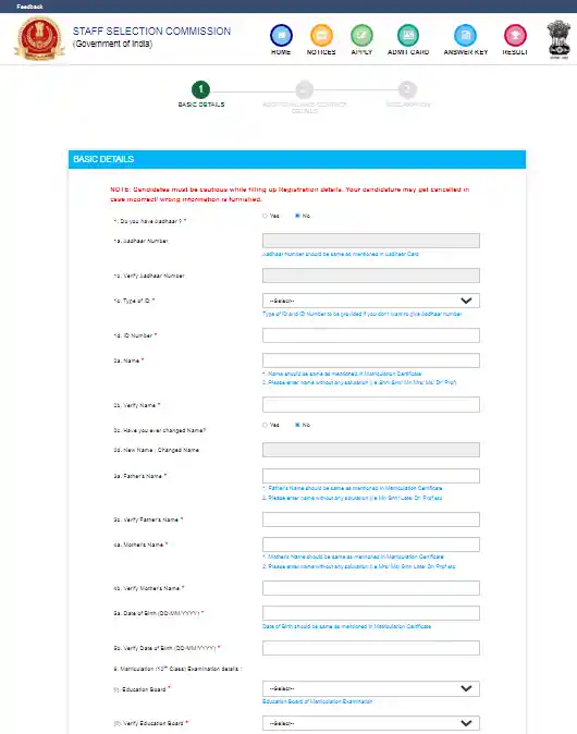 Ssc GD New Registration