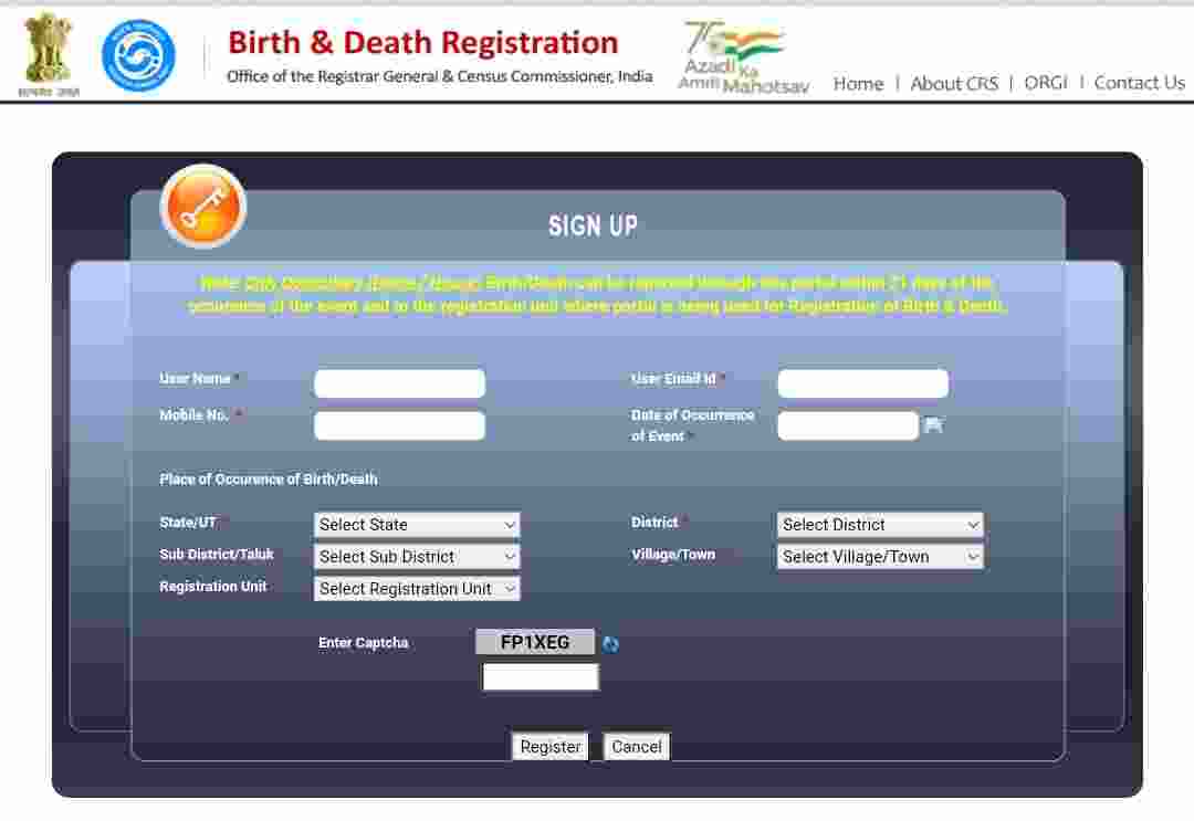 Birth Certificate online apply